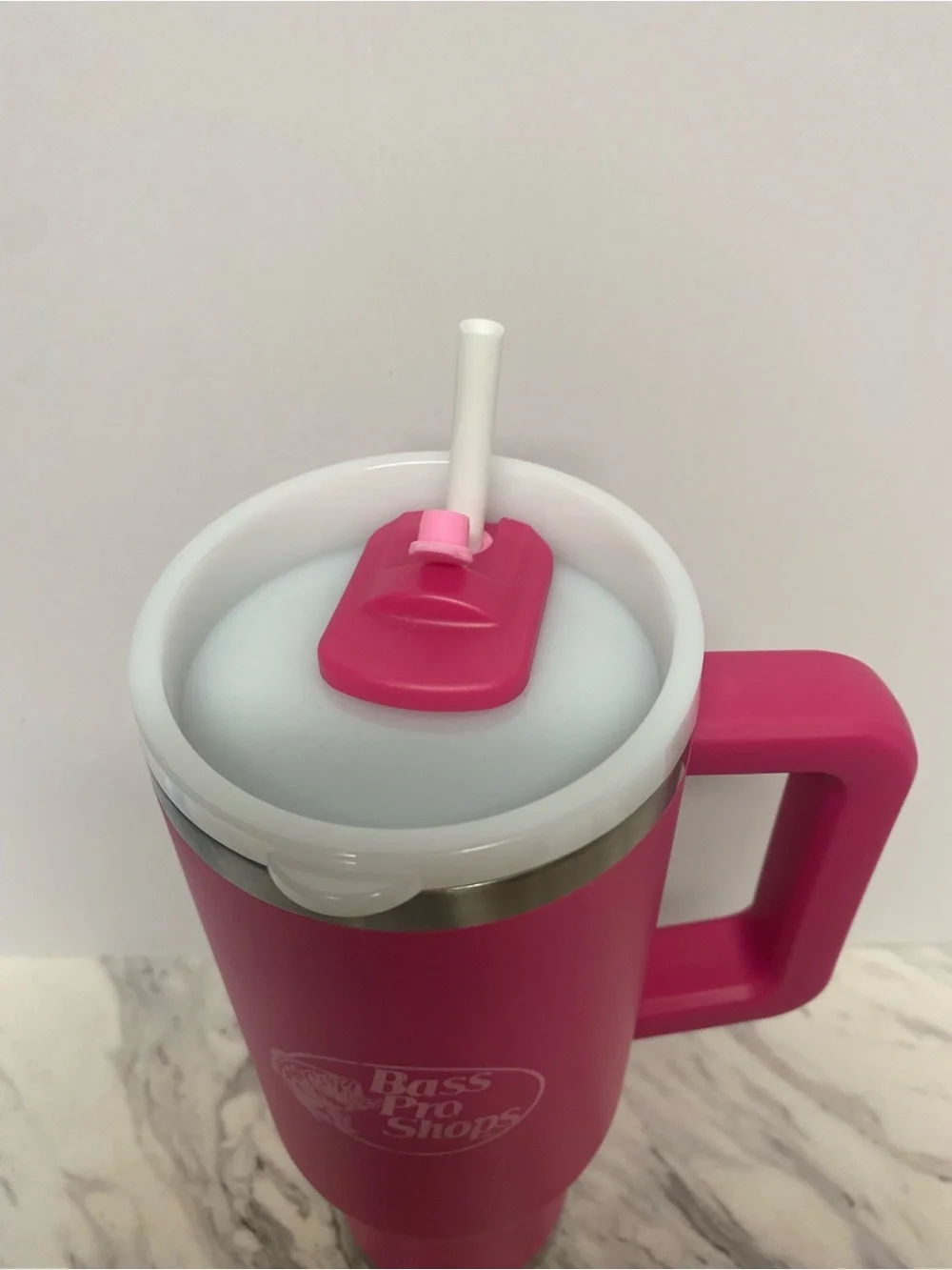 Bass Pro Shops Bright Pink Insulated Travel Tumbler with Handle